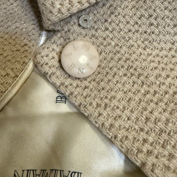 Balmain Paris 100% Cashmere Woven Coat Beige size 4/6 - Picture 11 of 14